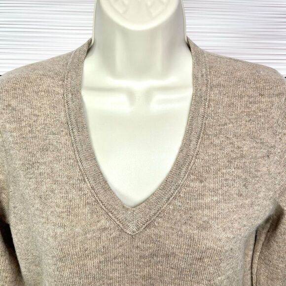 KEIRA Cashmere Sweater Tan V-Neck Pullover Lightweight Soft size S - Picture 4 of 9